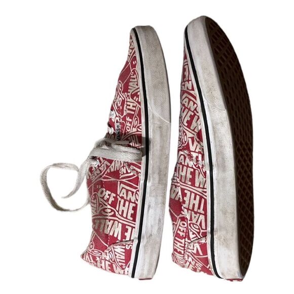 Vans 5.5Y Europe 37 (women’s 6-6.5) red white logo GUC off the wall sneaker shoe - Picture 7 of 10